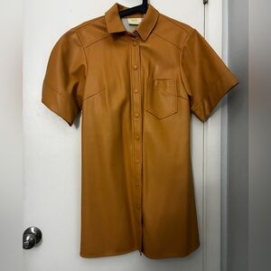 Anthropologie Leather Shirtdress